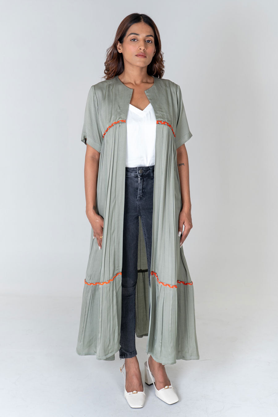 Green Braided Long Cape