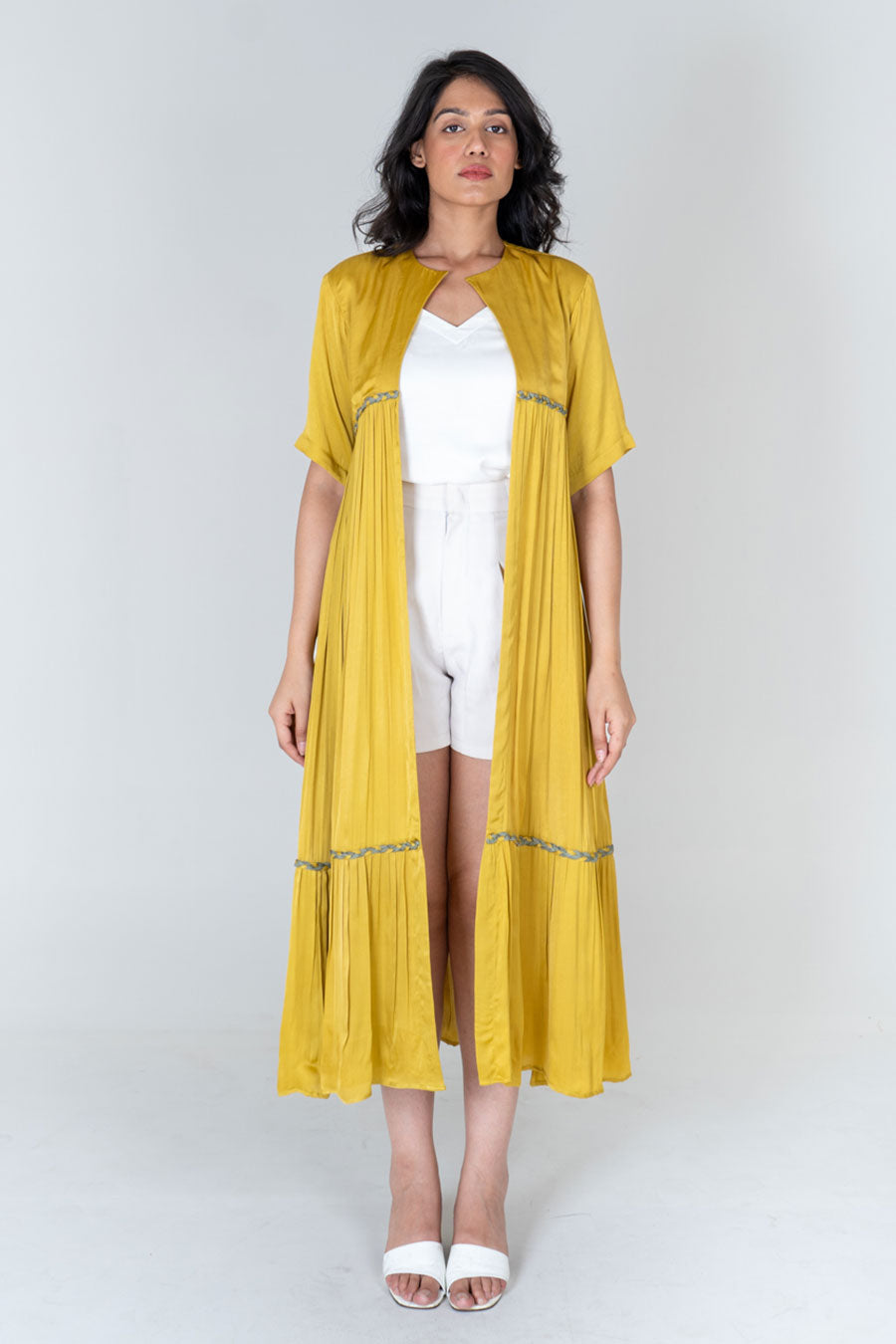 Yellow Braided Long Cape