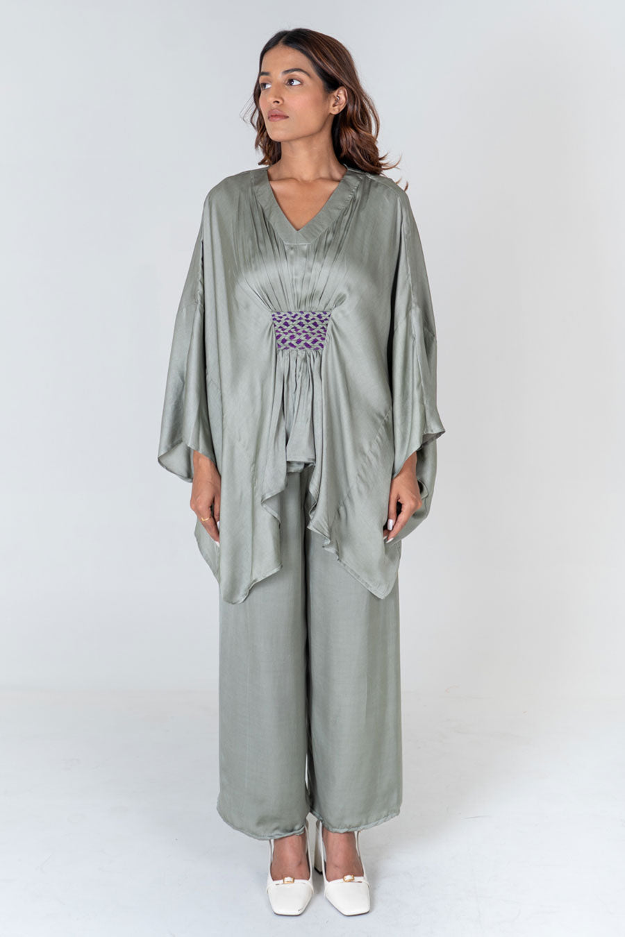 Green Braided Kaftan Co-Ord Set