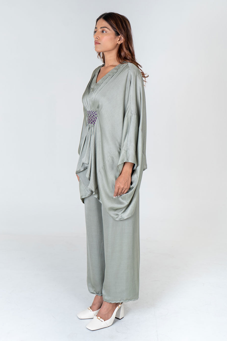 Green Braided Kaftan Co-Ord Set