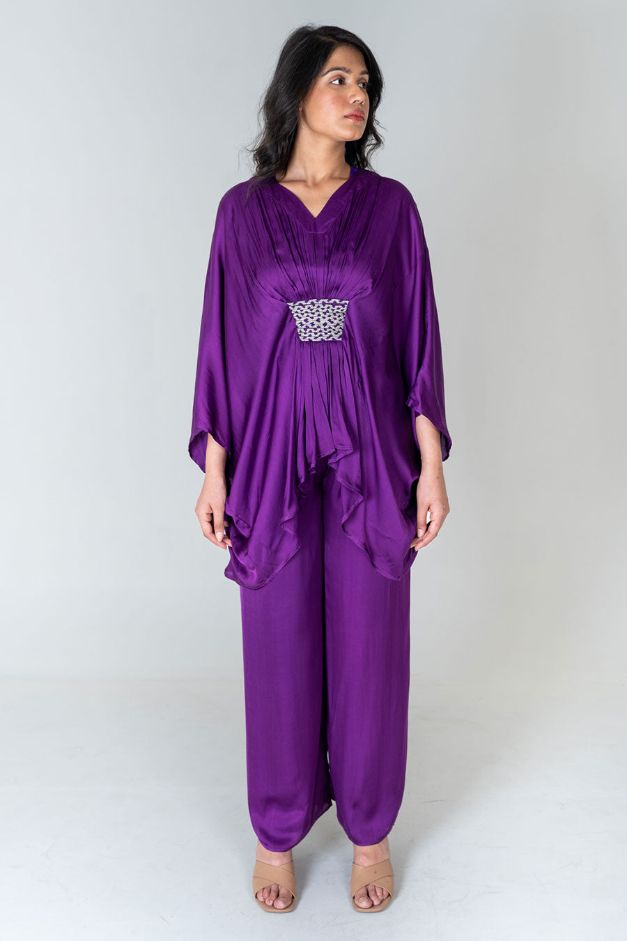 Purple Braided Kaftan Co-Ord Set