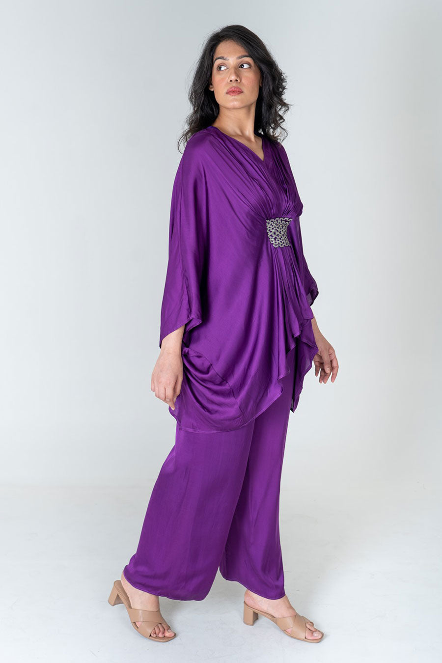 Purple Braided Kaftan Co-Ord Set