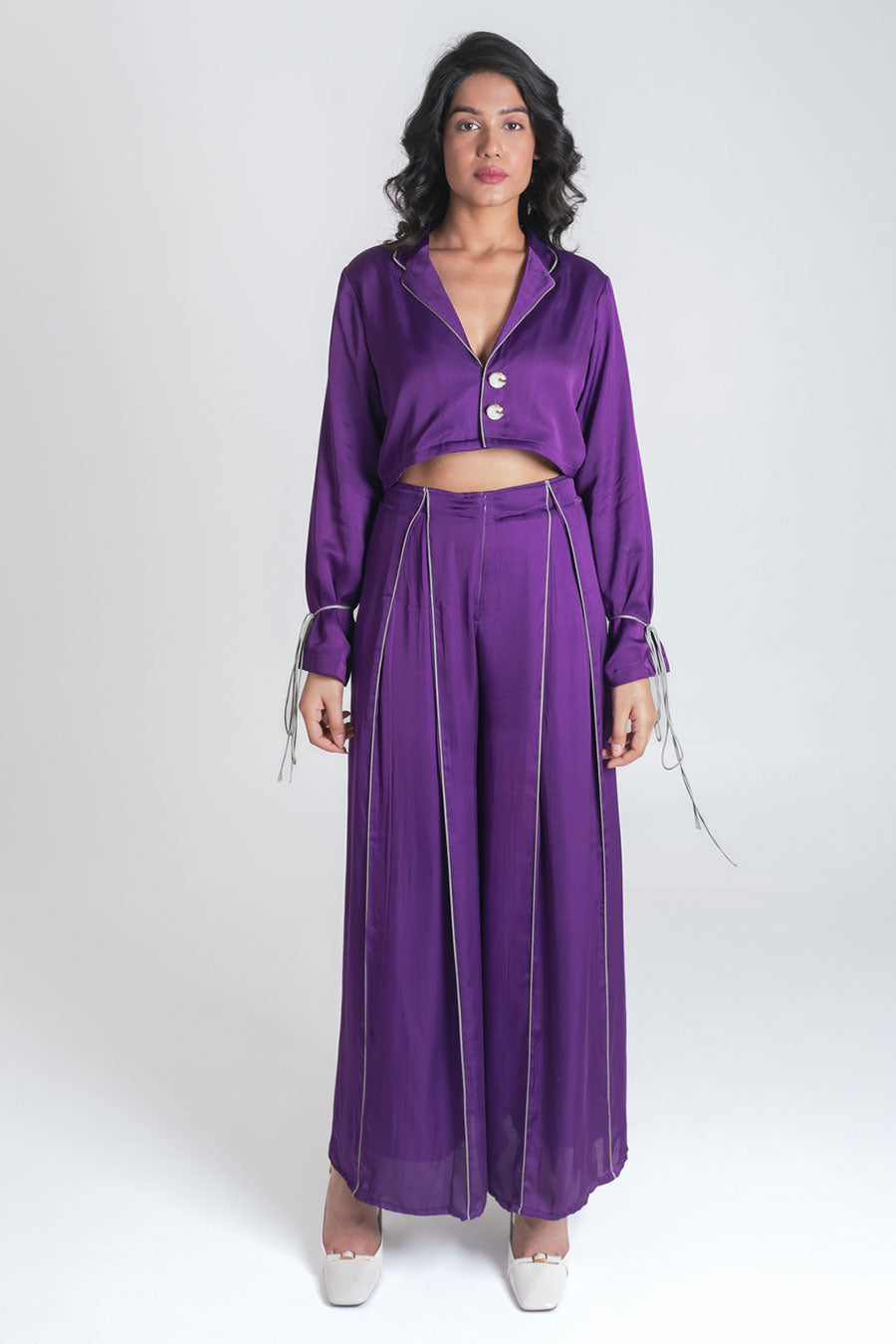 Purple Crop Top & Pant Co-Ord Set