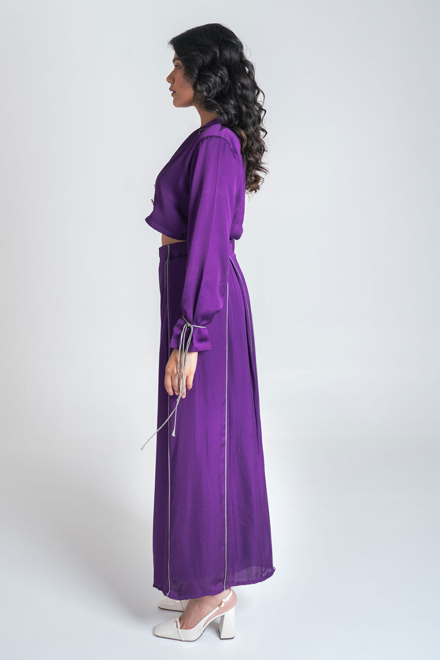 Purple Crop Top & Pant Co-Ord Set