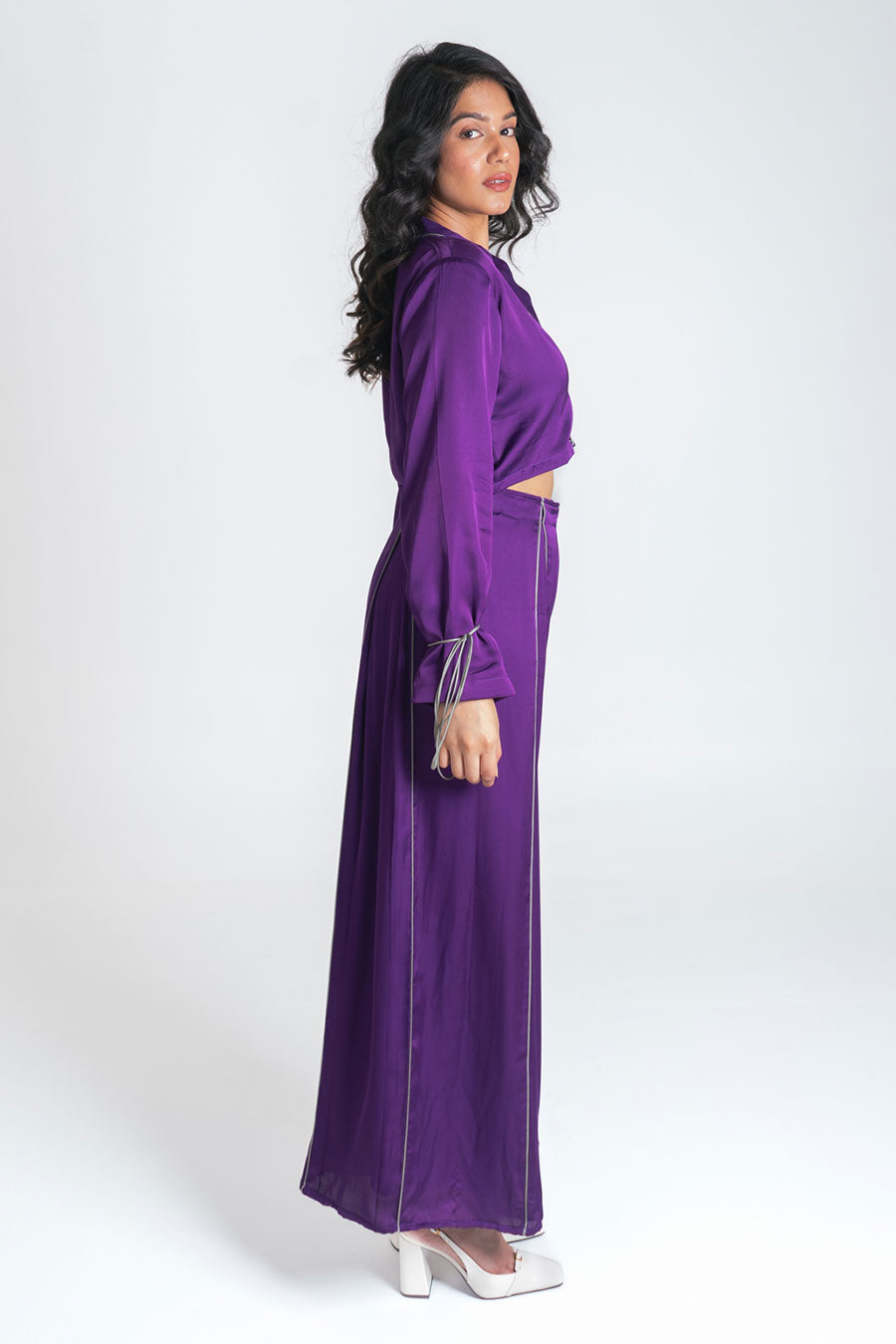 Purple Crop Top & Pant Co-Ord Set