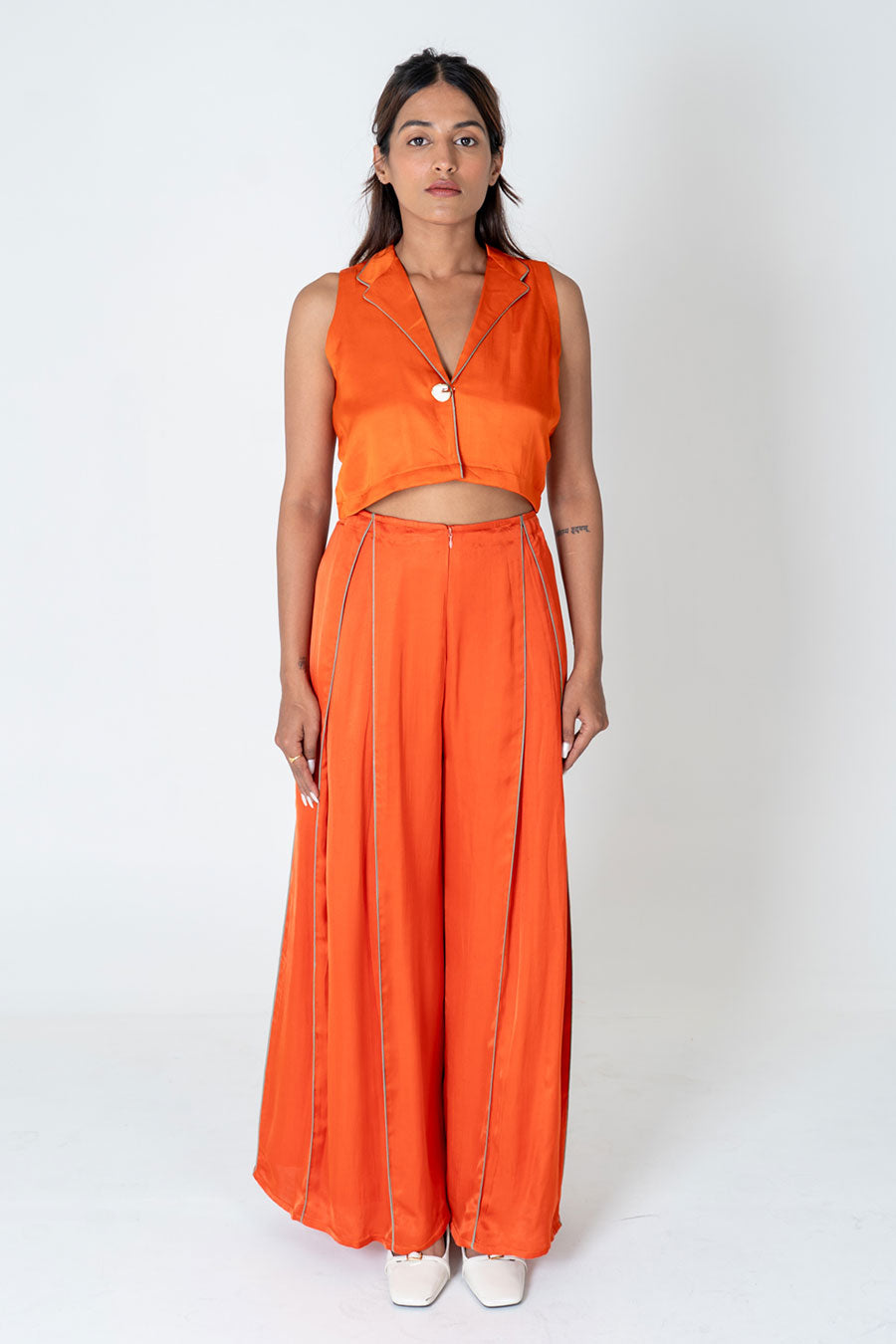 Orange Waistcoat Top & Pant Co-Ord Set