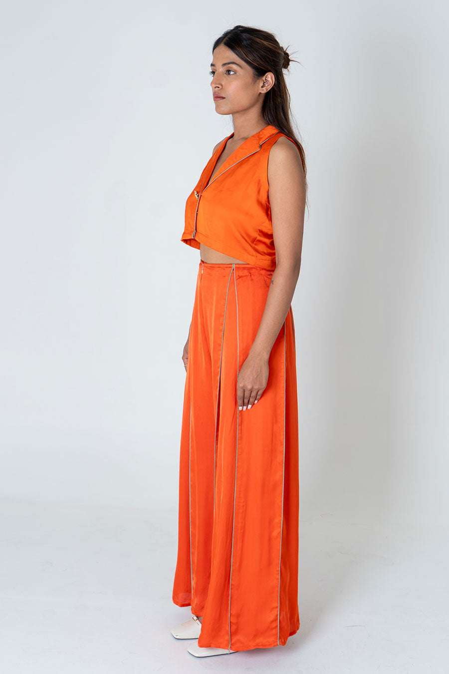 Orange Waistcoat Top & Pant Co-Ord Set