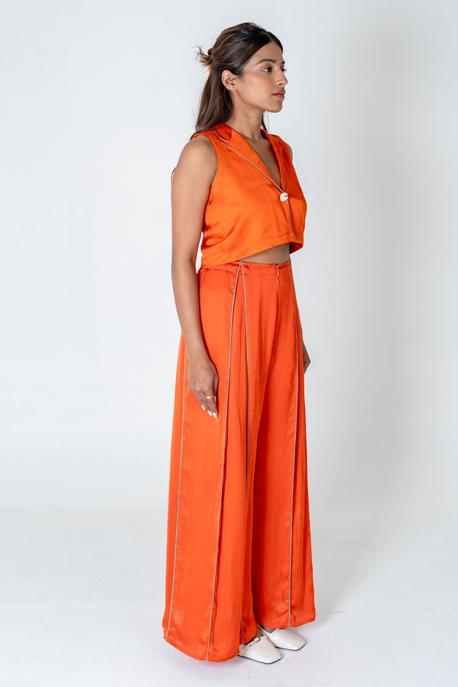 Orange Waistcoat Top & Pant Co-Ord Set