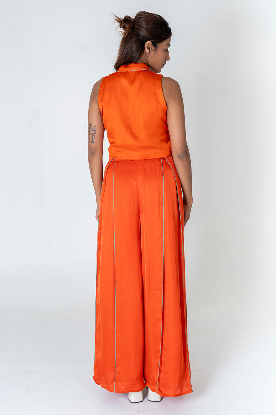 Orange Waistcoat Top & Pant Co-Ord Set