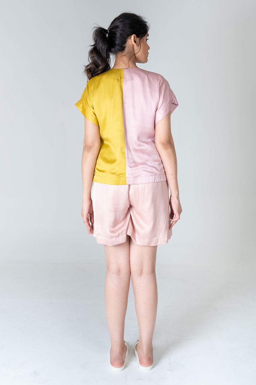 Pink-Yellow Shirt & Shorts Co-Ord Set