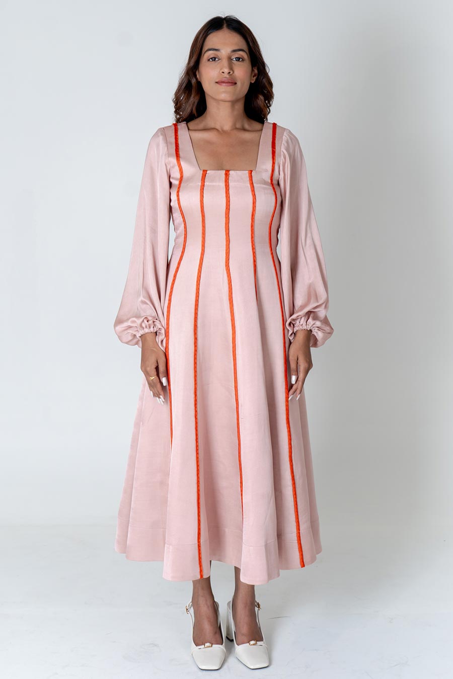 Pink-Orange Braided Maxi Dress
