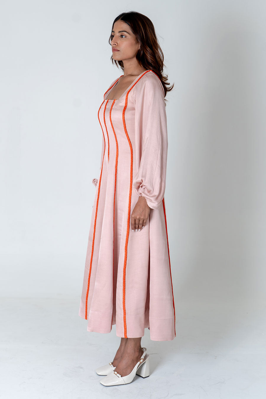 Pink-Orange Braided Maxi Dress