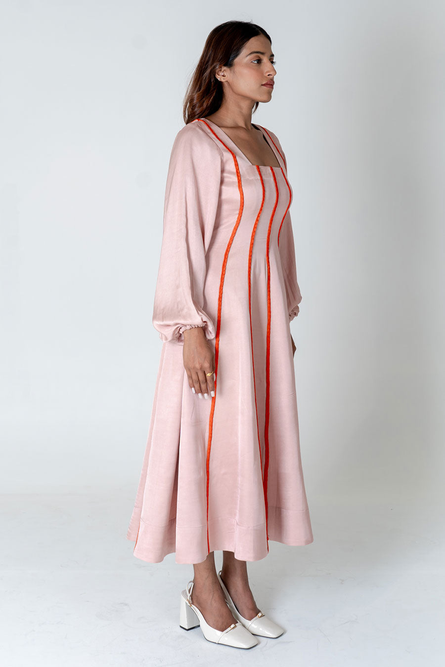 Pink-Orange Braided Maxi Dress