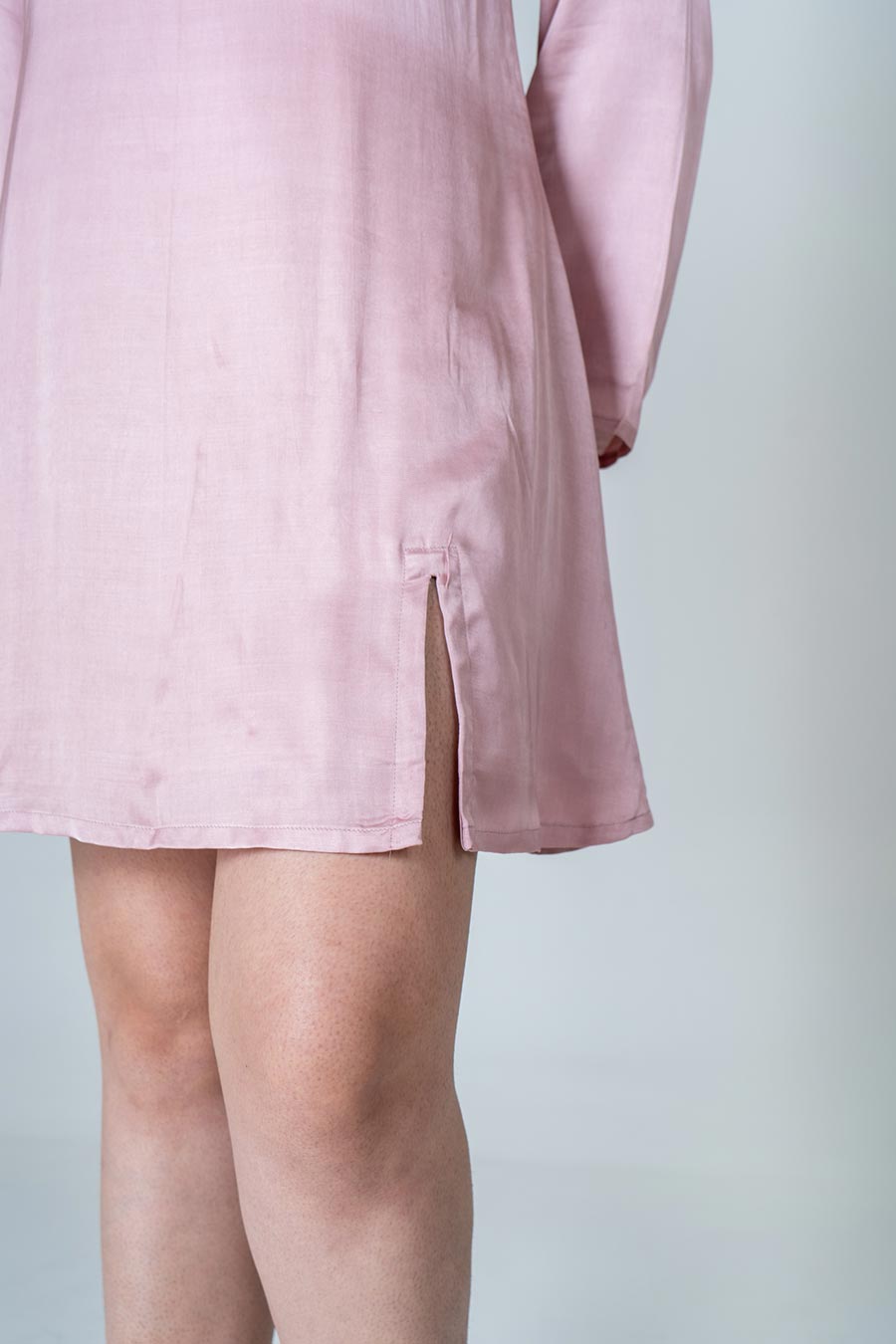 Pink-Orange Braided Neck Short Dress