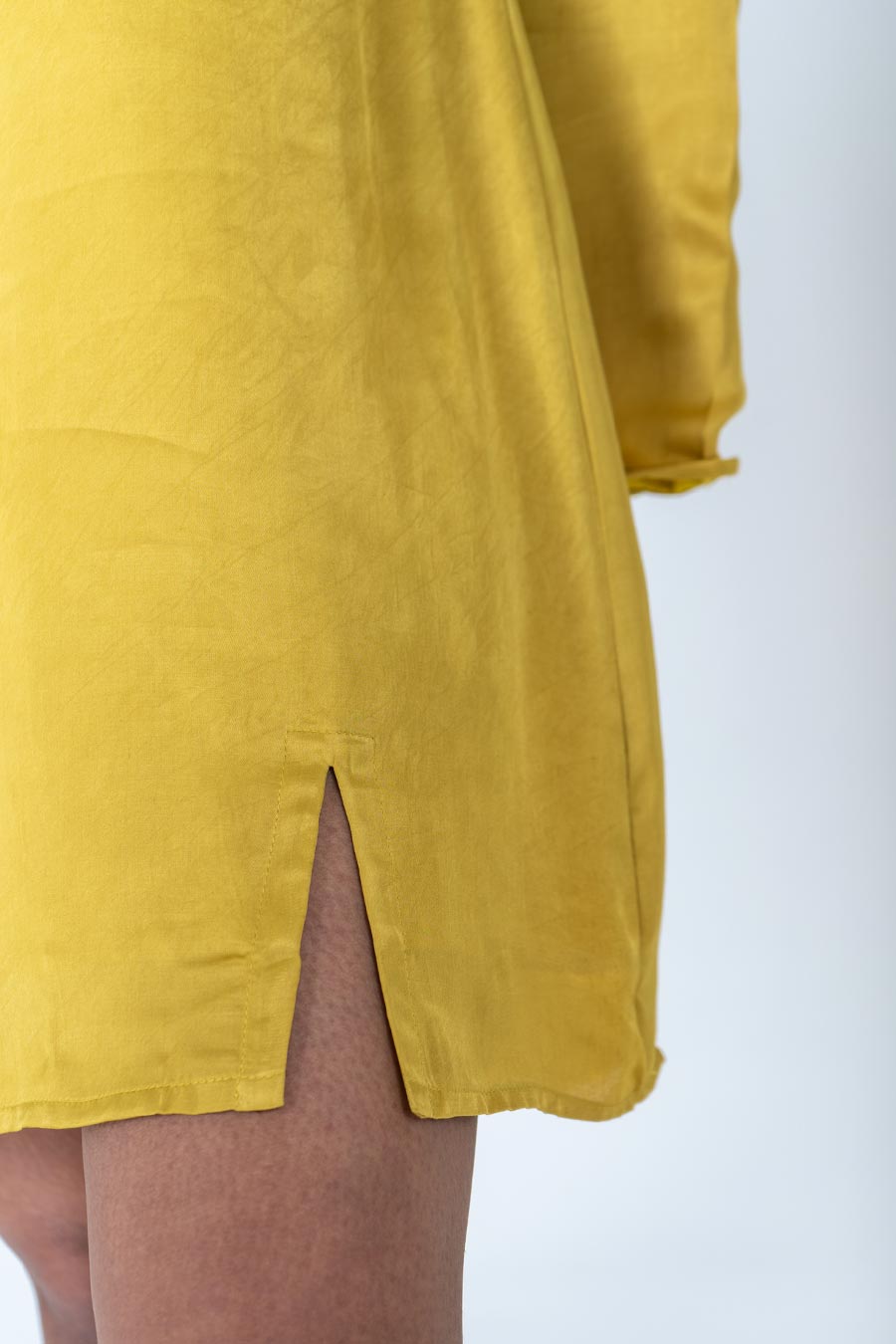 Yellow-Green Braided Neck Short Dress