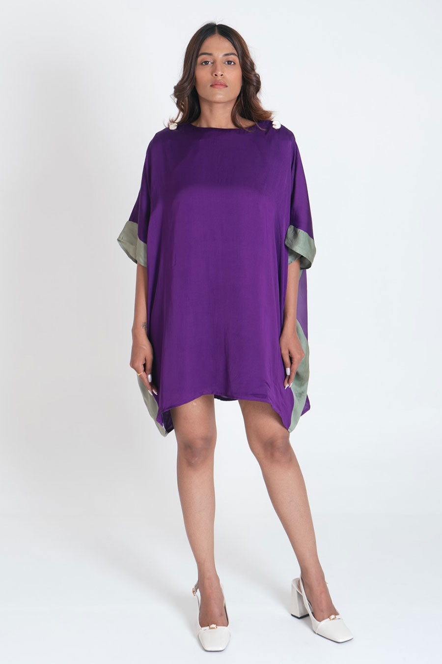 Purple- Green Short Kaftan Dress
