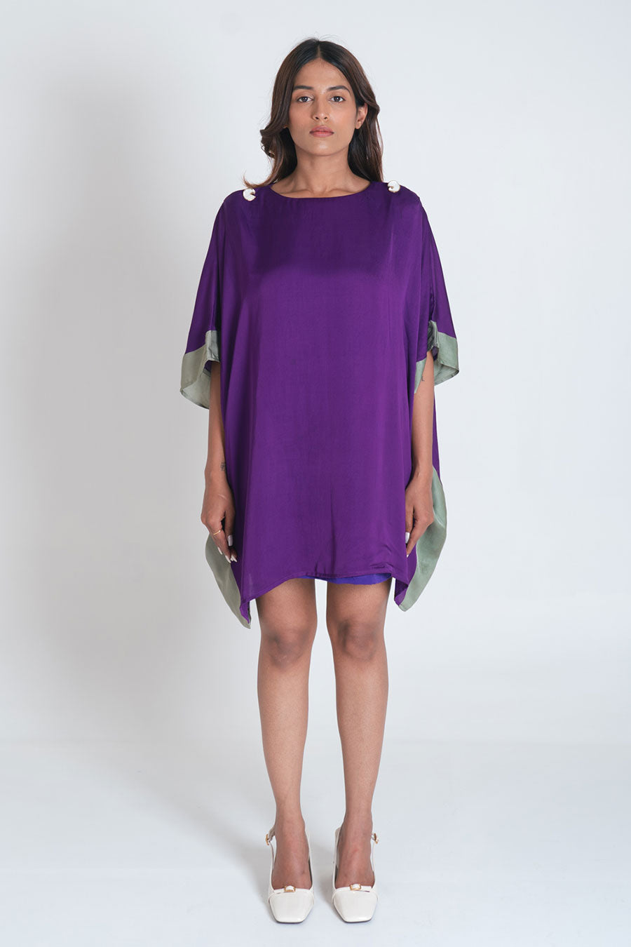 Purple- Green Short Kaftan Dress