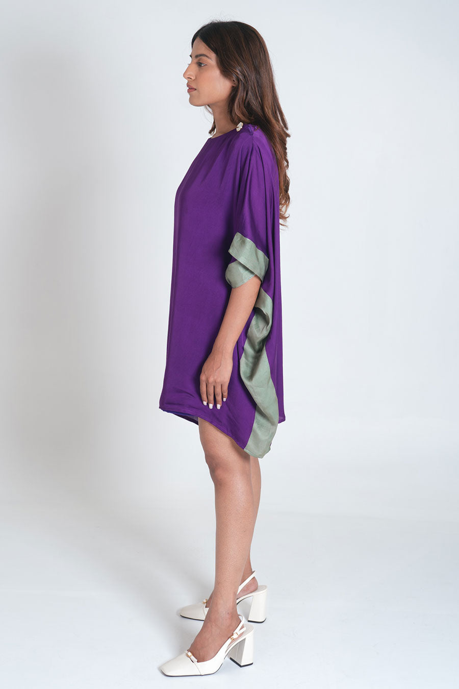 Purple- Green Short Kaftan Dress