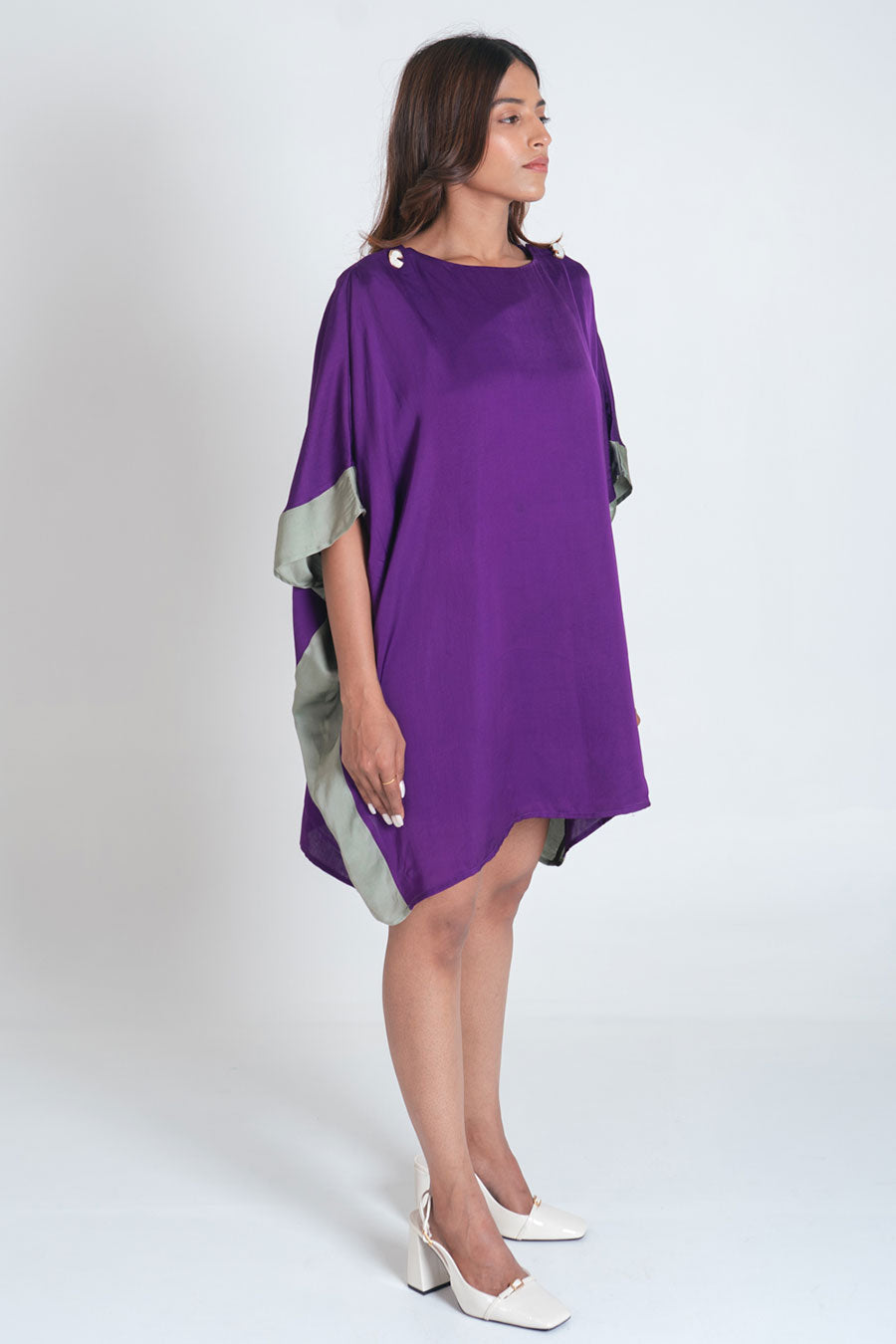 Purple- Green Short Kaftan Dress