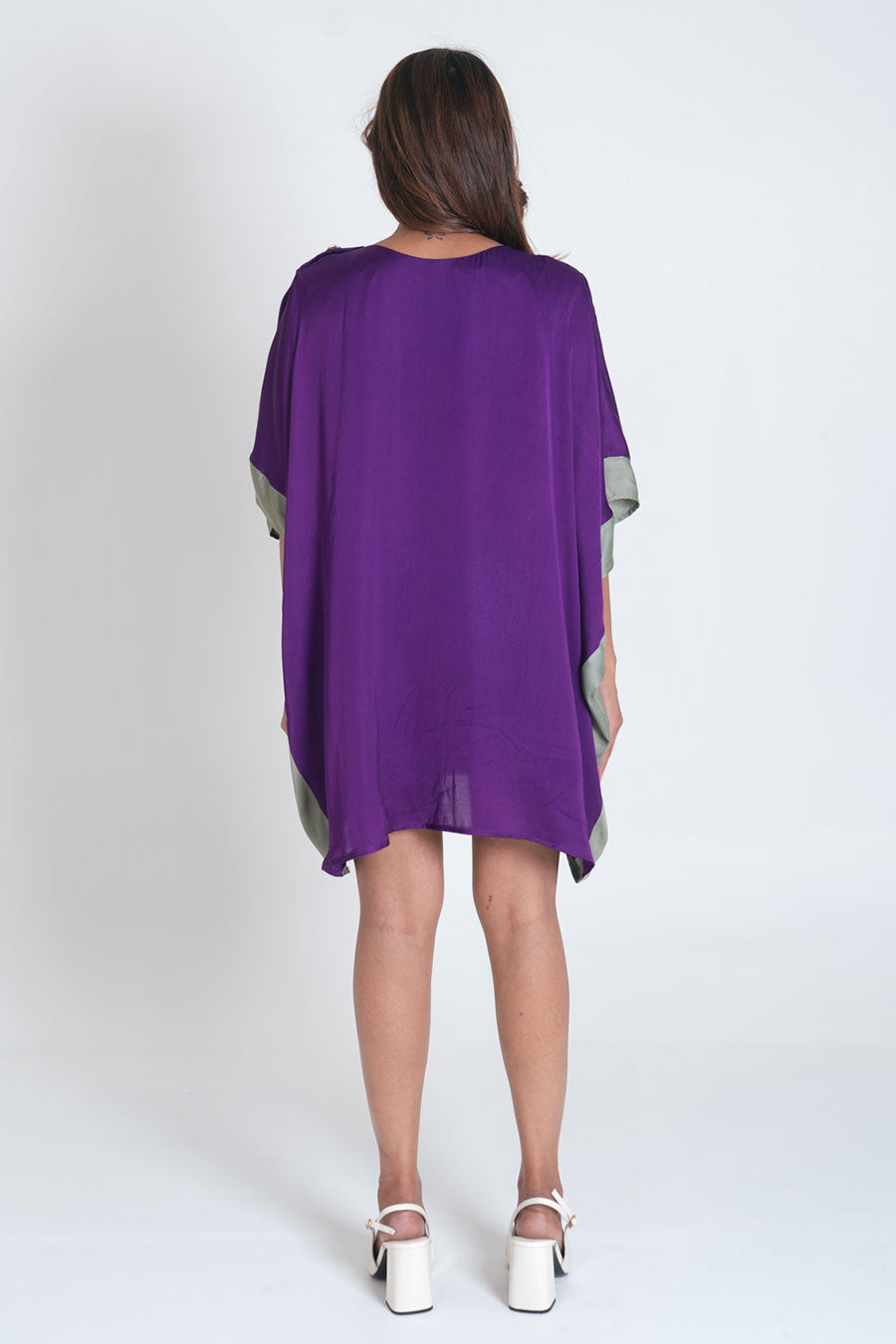 Purple- Green Short Kaftan Dress