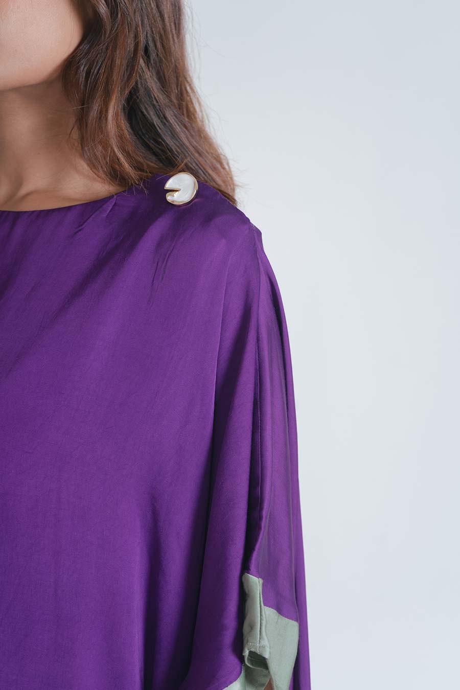 Purple- Green Short Kaftan Dress