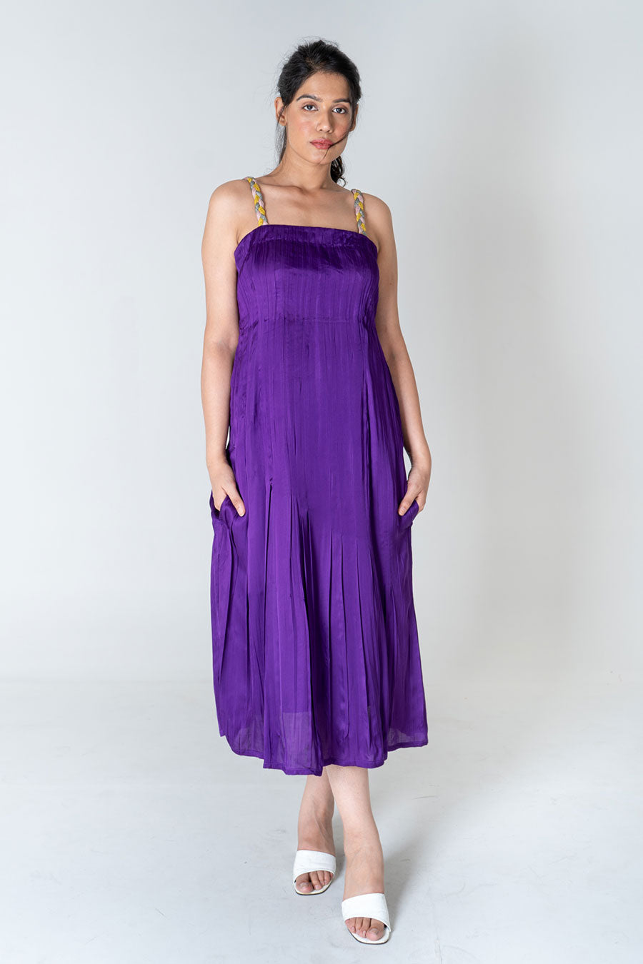 Purple Braided Strap Maxi Dress