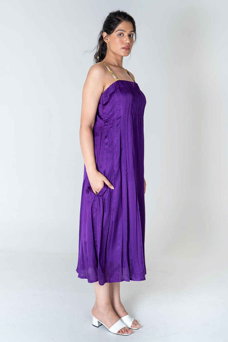 Purple Braided Strap Maxi Dress