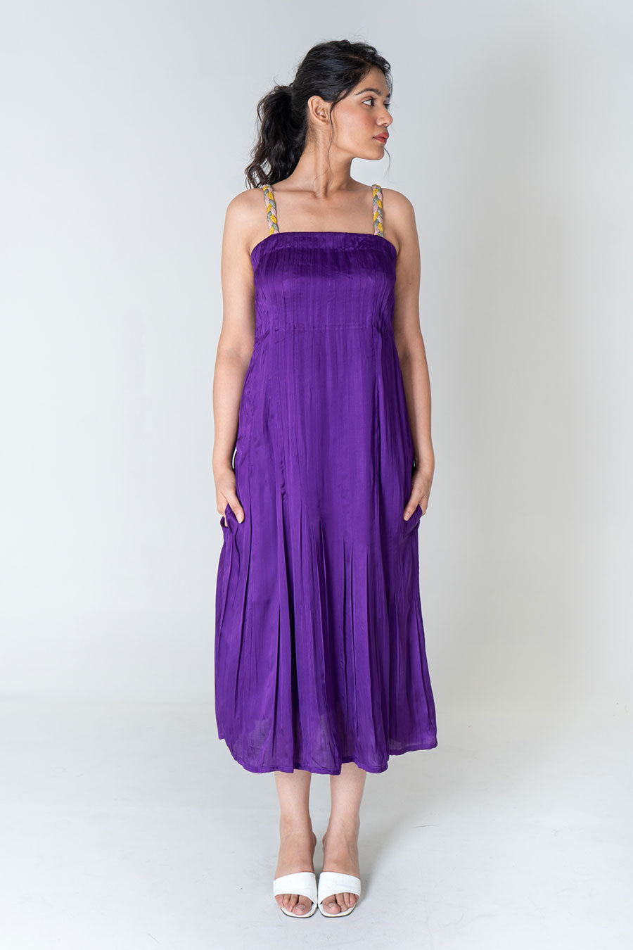 Purple Braided Strap Maxi Dress