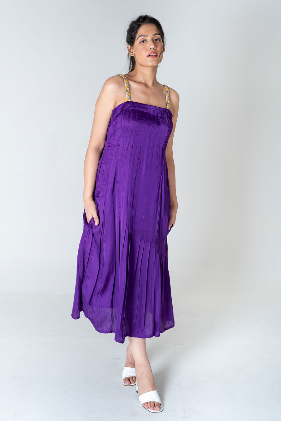 Purple Braided Strap Maxi Dress