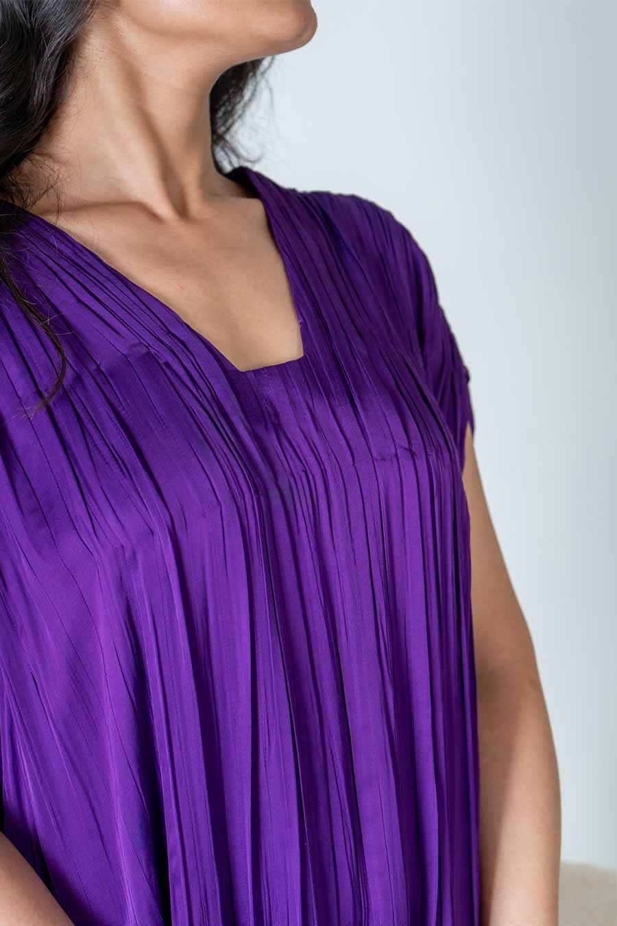 Purple-Yellow Colour-Blocked Dress