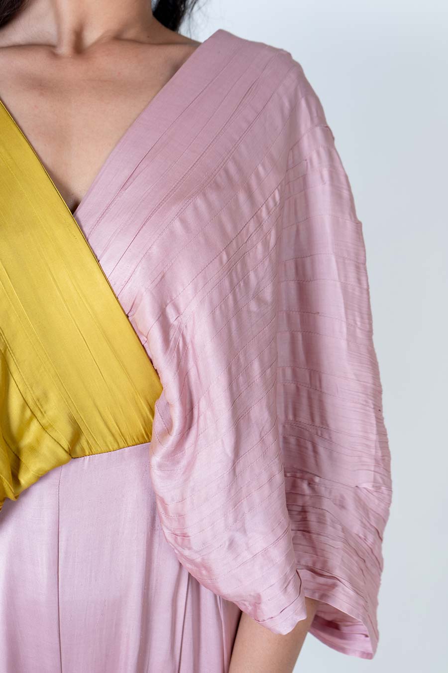 Pink-Yellow Colour-Blocked Jumpsuit