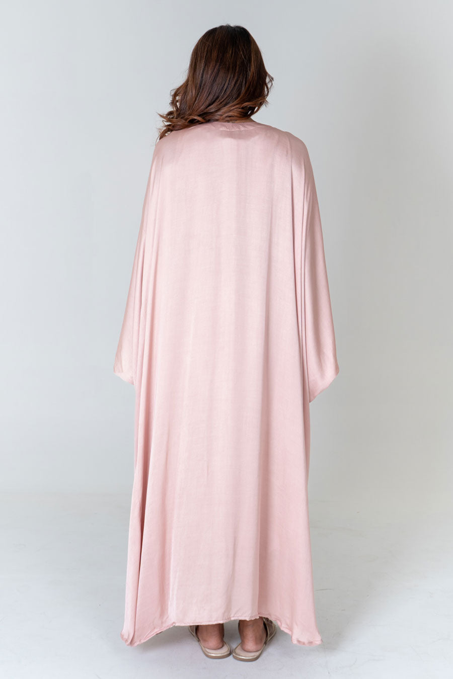 Pink-Green Braided Long Kaftan