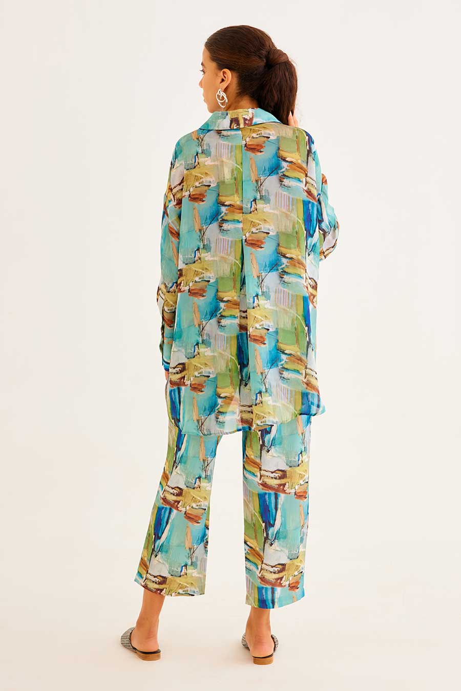 Brushstroke Print Pocket Shirt & Pant Co-Ord Set