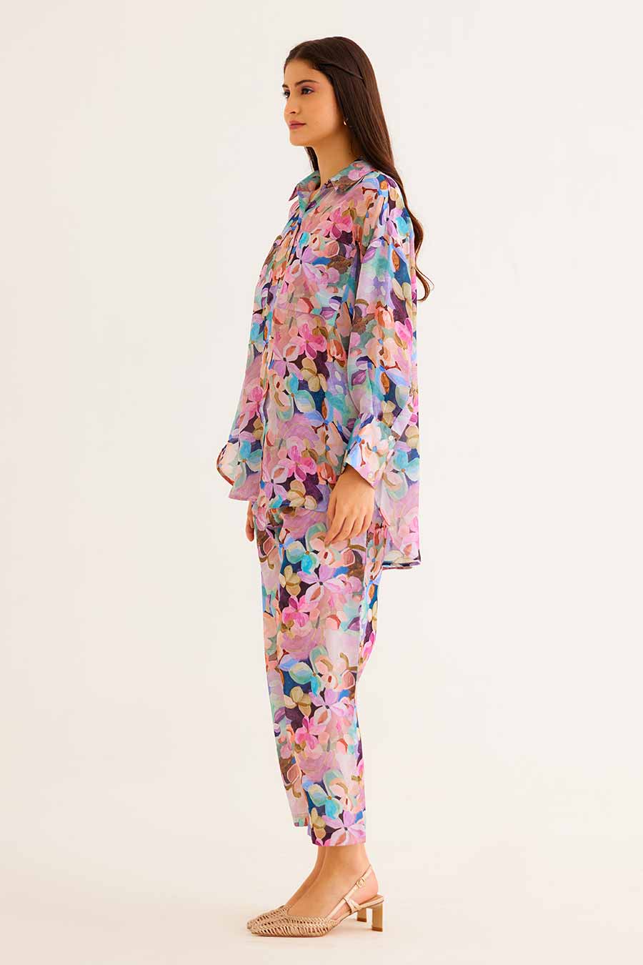 Floral Print Pocket Shirt & Pant Co-Ord Set