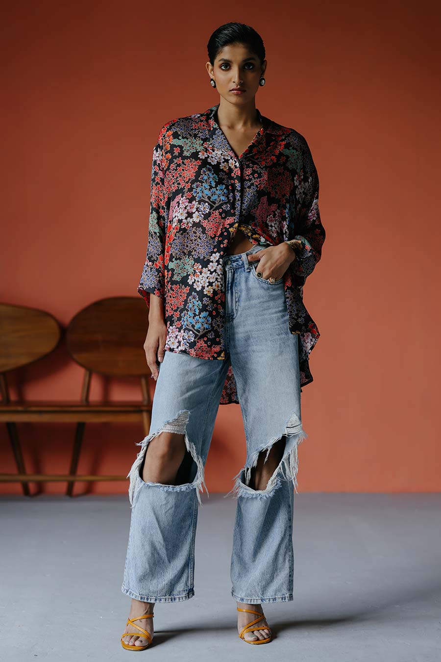 Printed High-Low MJ Shirt