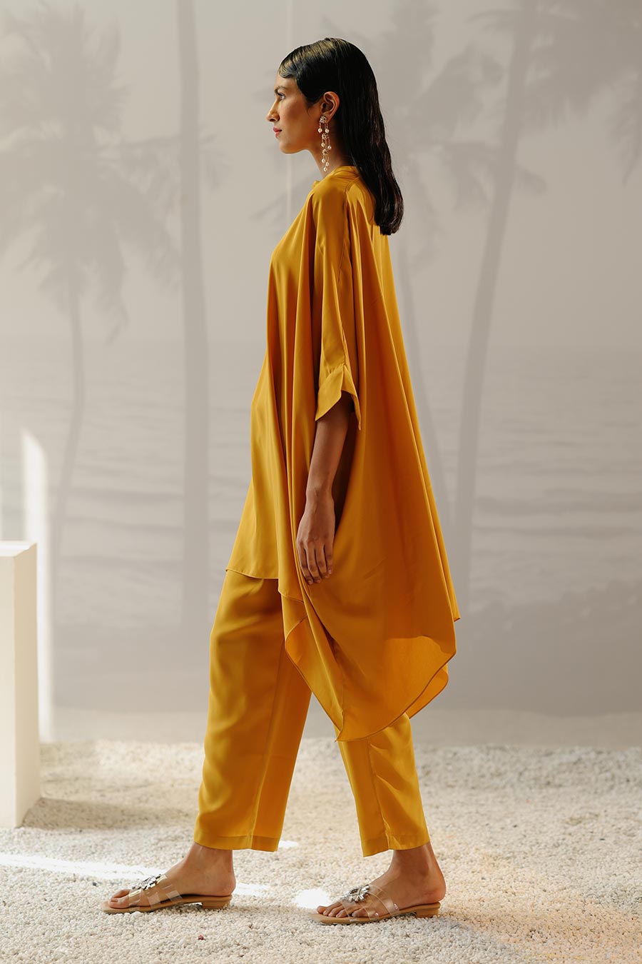 Mustard Short Kaftan & Pant Co-Ord Set