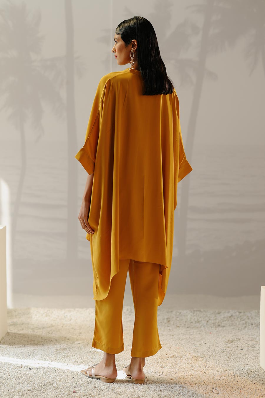 Mustard Short Kaftan & Pant Co-Ord Set