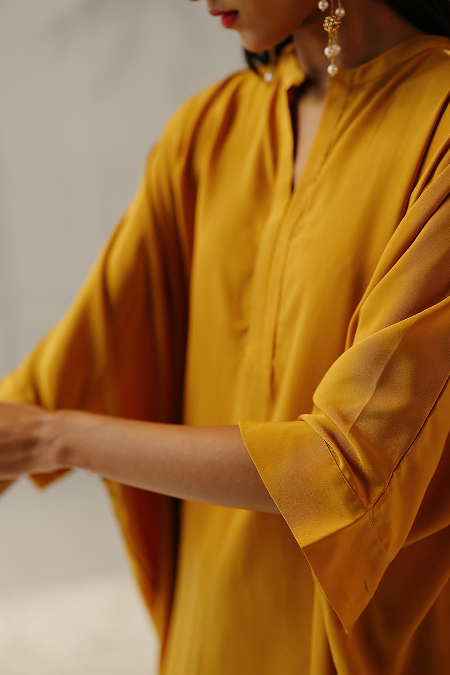Mustard Short Kaftan & Pant Co-Ord Set
