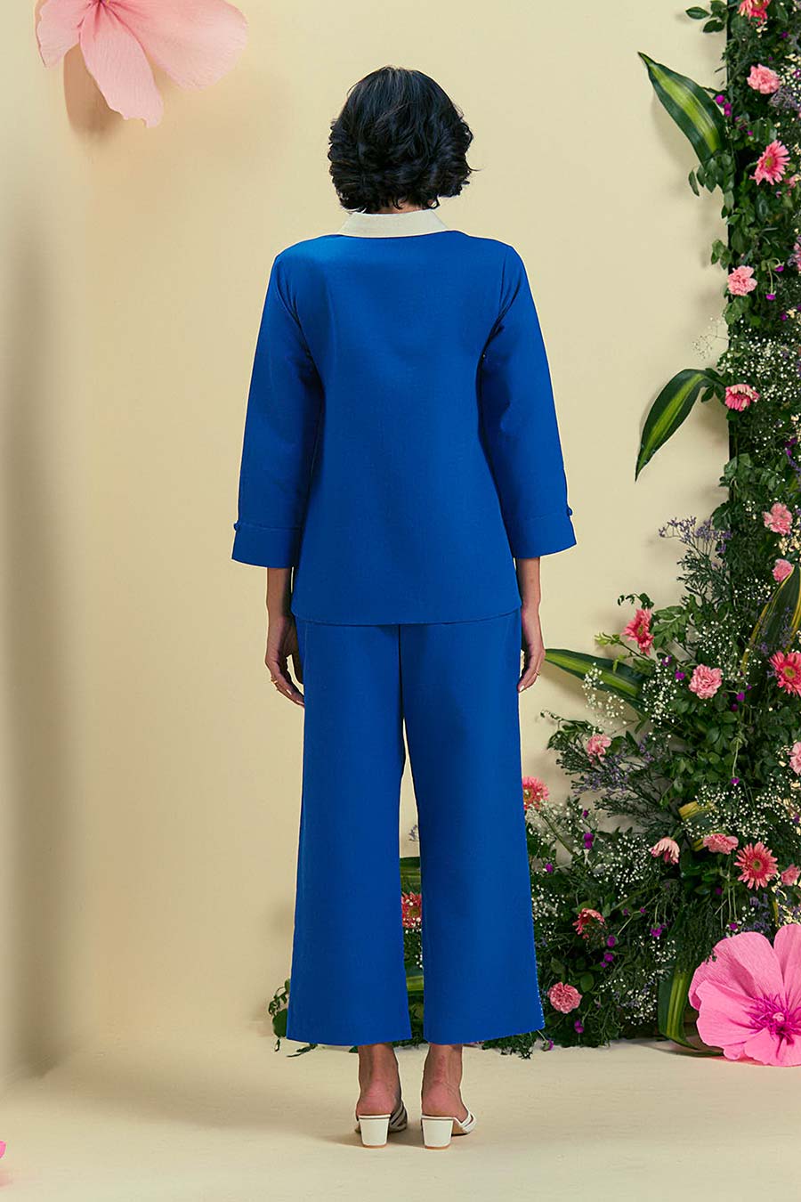 Blue Tamaris Linen Embroidered Shirt