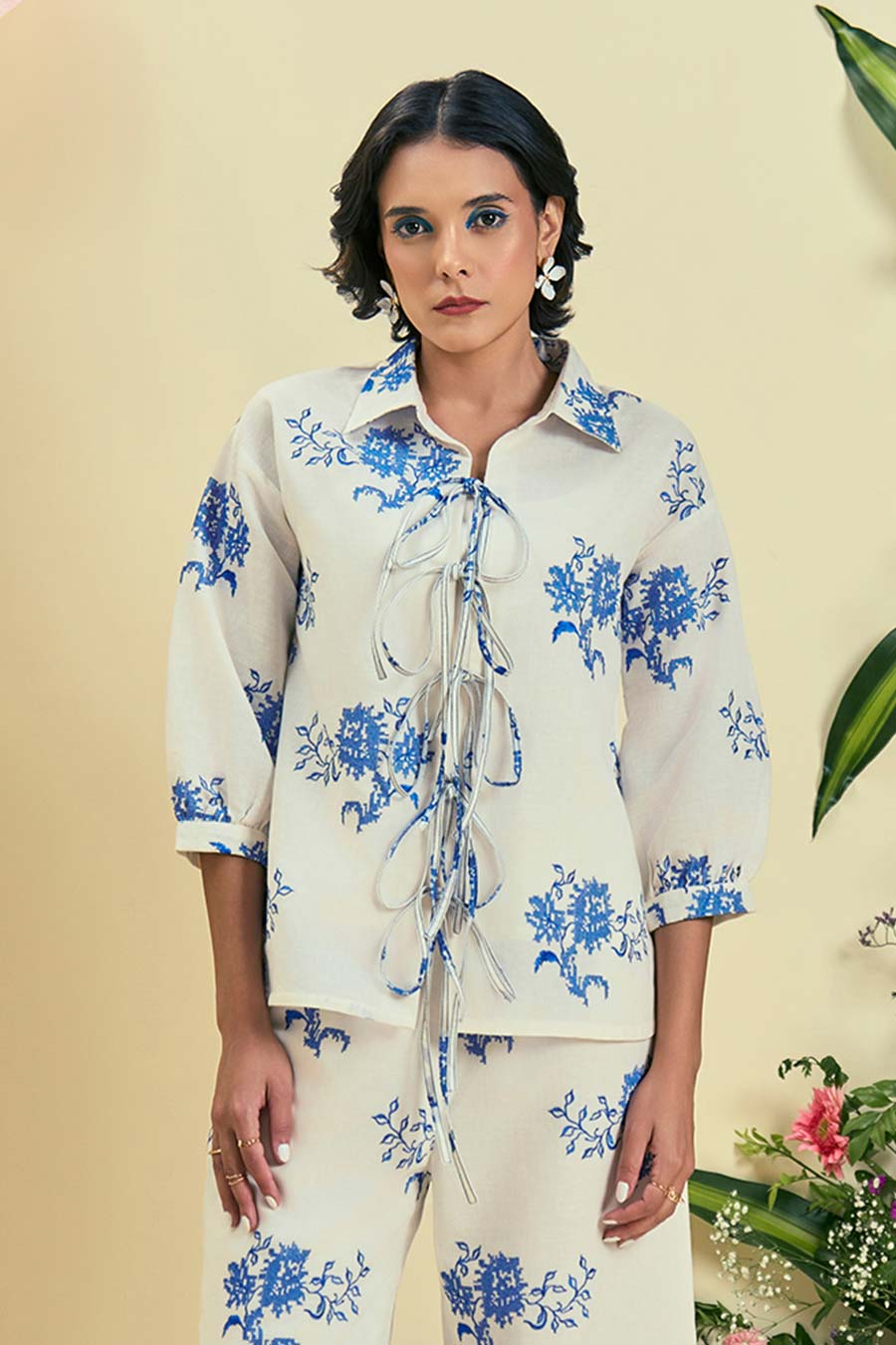 Off-White Rhea Linen Embroidered Shirt