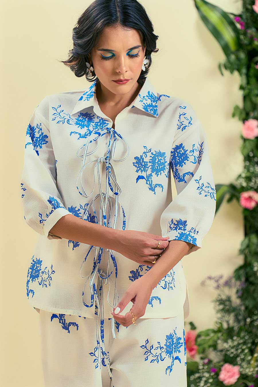 Off-White Rhea Linen Embroidered Shirt