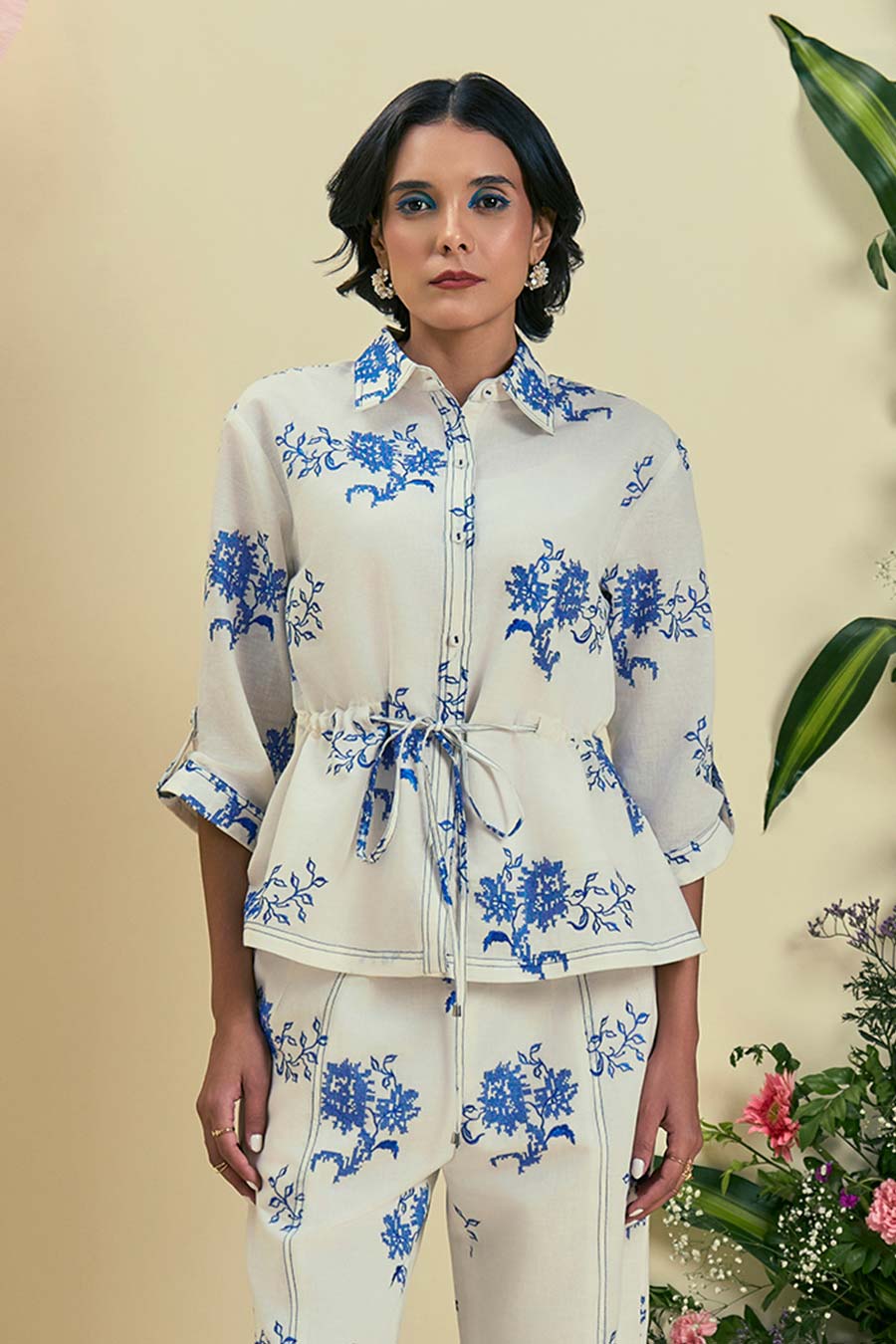 Off-White Lyana Linen Embroidered Shirt