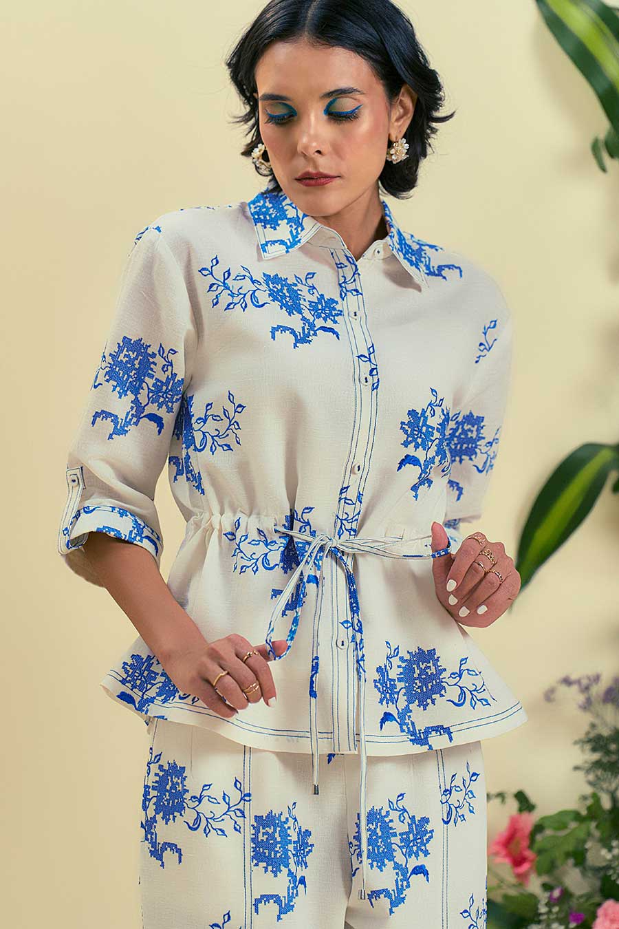 Off-White Lyana Linen Embroidered Shirt