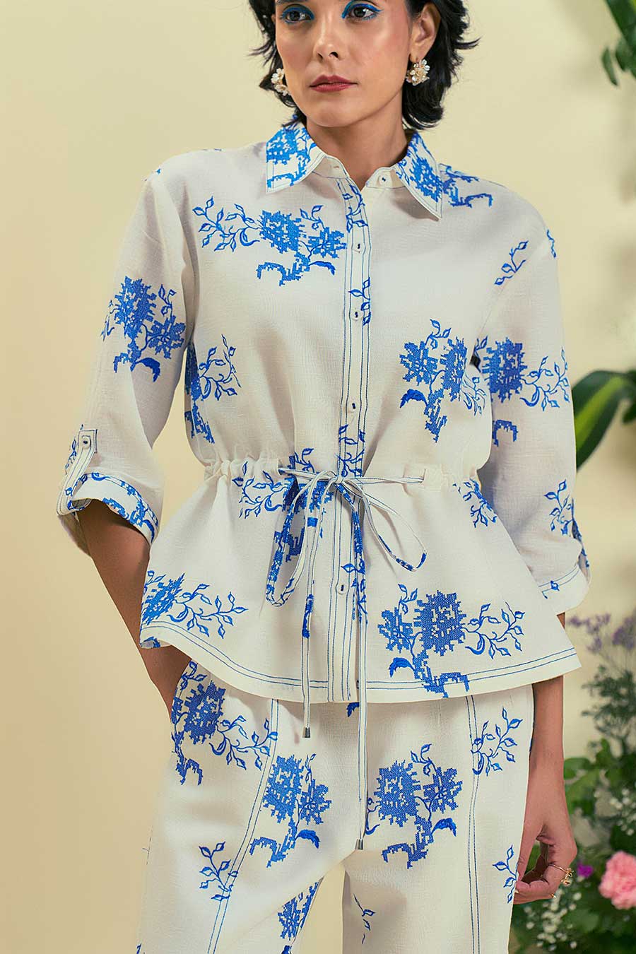 Off-White Lyana Linen Embroidered Shirt