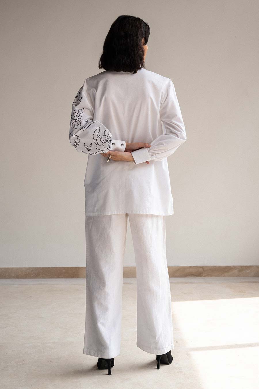 White Blossom Embroidered Shirt