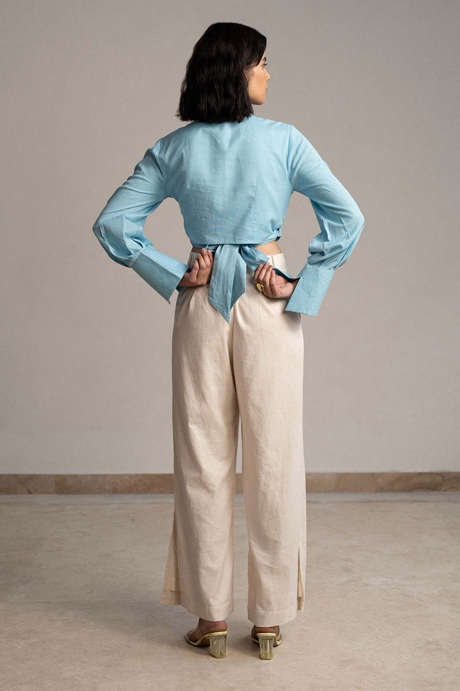 Blue Skies Butterfly Wrap Top