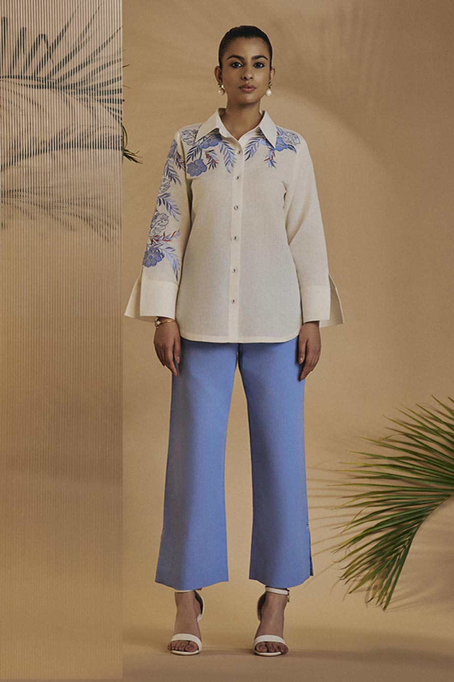 Ivory Flora Embroidered Shirt