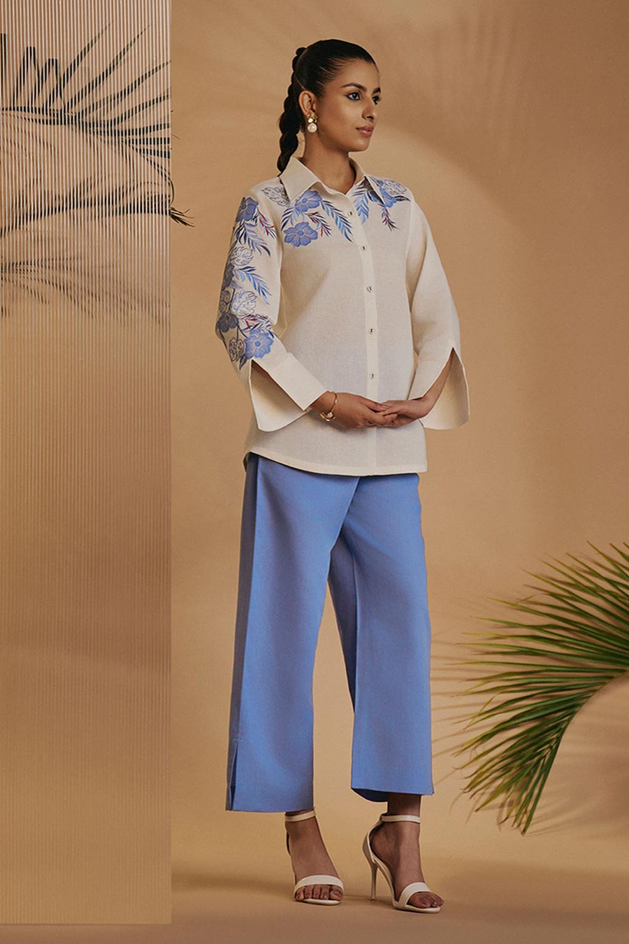 Ivory Flora Embroidered Shirt