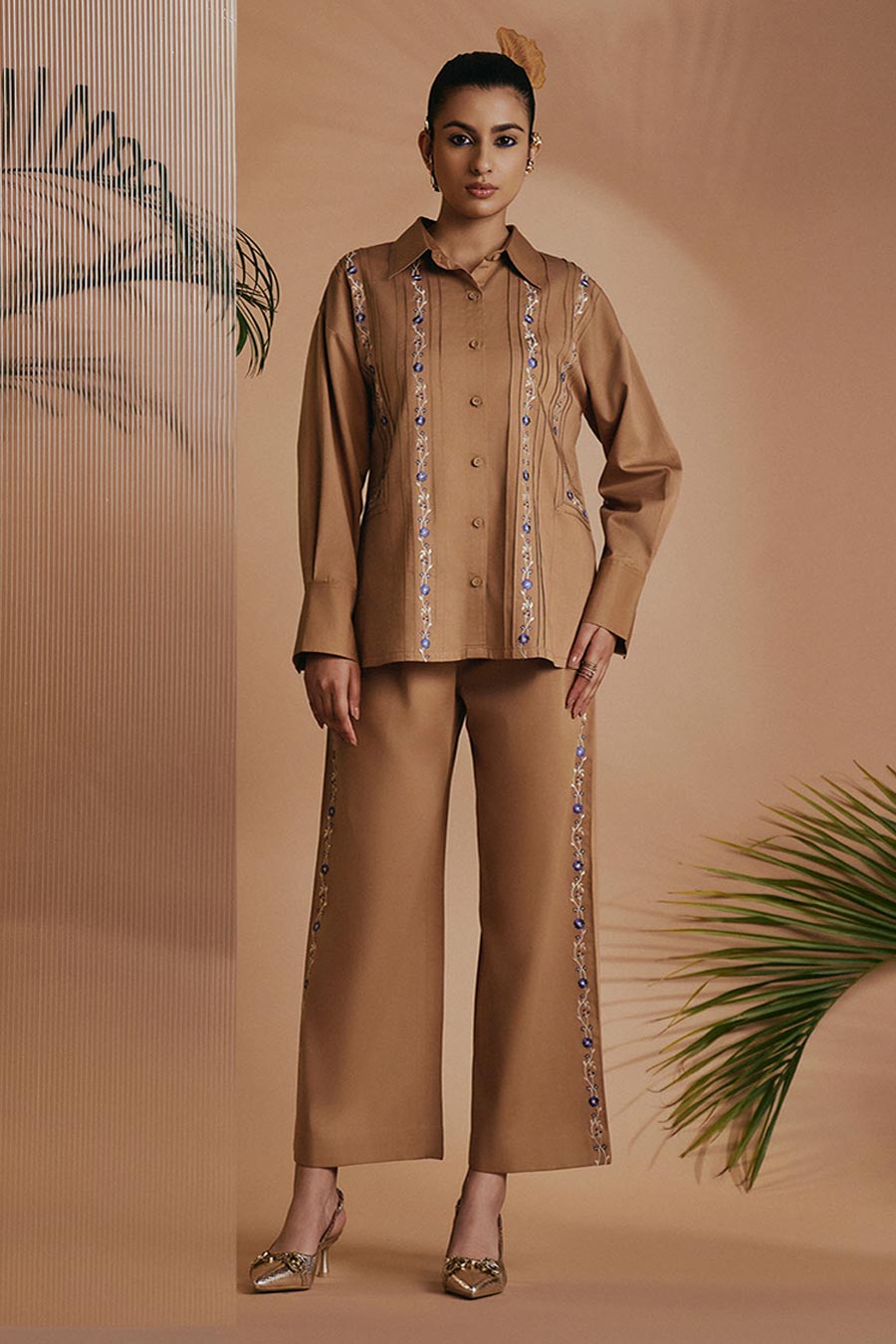 Brown Reverie Embroidered Shirt