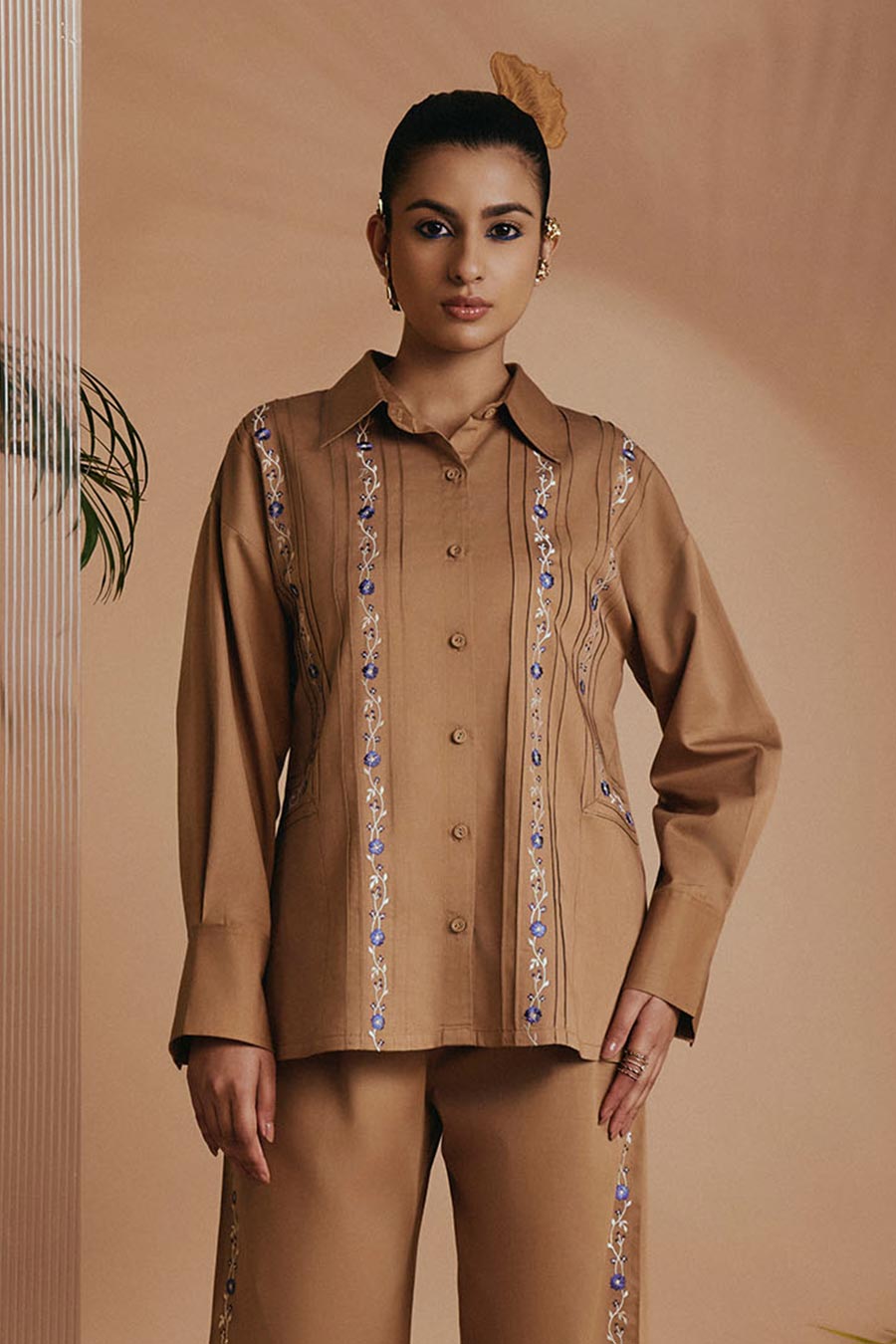 Brown Reverie Embroidered Shirt